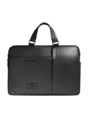 Piquadro Russel Leather Laptop Bag 15.6" with RFID and Anti-Theft System, black