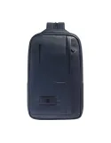 Piquadro Russel Herren-Umhängetasche-Rucksack aus Leder mit iPad-Fach und RFID, blau