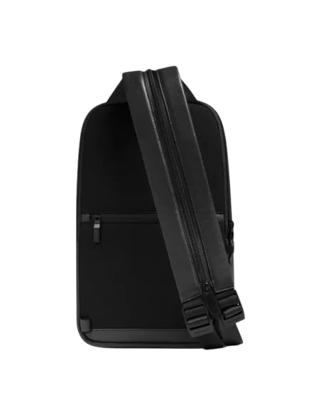 Piquadro Russel Herren-Umhängetasche-Rucksack aus Leder mit iPad-Fach und RFID, schwarz