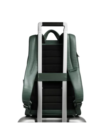 Piquadro Russel Small Leather Backpack Laptop & iPad Holder, green