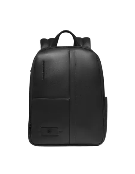 Piquadro Russel Small Leather Backpack Laptop & iPad Holder, black