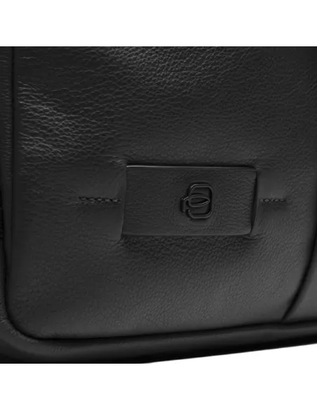 Piquadro Russel Small Leather Backpack Laptop & iPad Holder, black