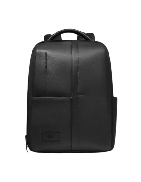 Zaino in pelle porta PC da 14 Piquadro Russel, nero