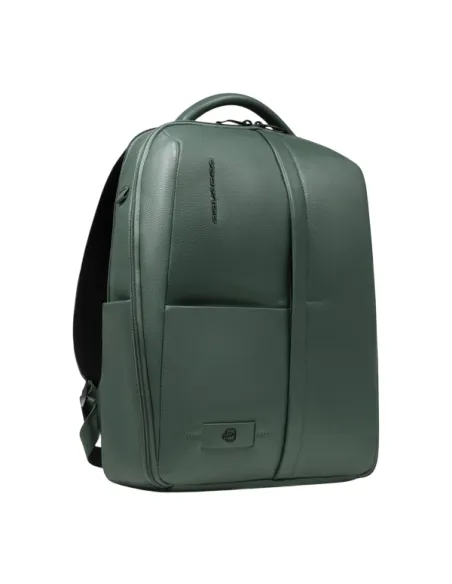 Piquadro Russel Leather 14" Laptop Backpack with RFID & Anti-Theft, green
