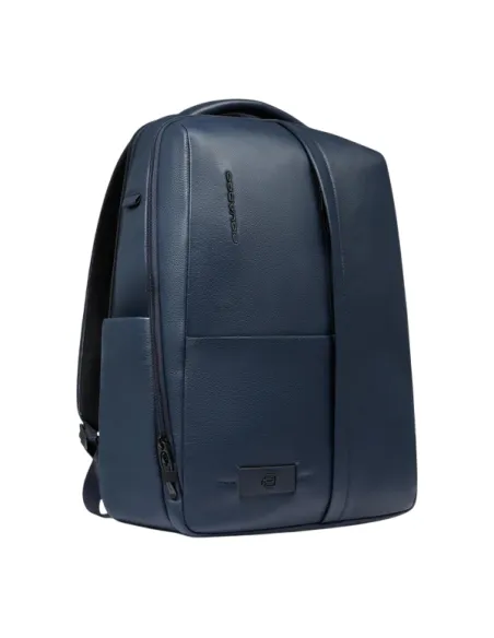 Piquadro Russel Reise-Rucksack aus Leder 15,6" Laptop & iPad, blau