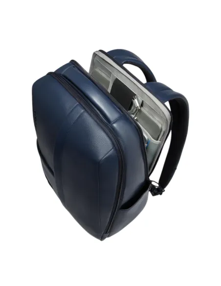 Piquadro Russel Reise-Rucksack aus Leder 15,6" Laptop & iPad, blau