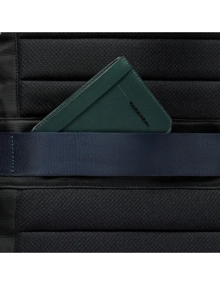 Piquadro Russel Travel 15.6" Laptop & iPad Backpack in Leather, blue