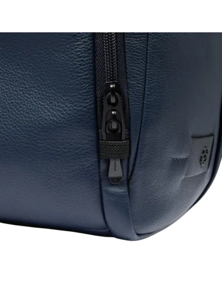 Piquadro Russel Reise-Rucksack aus Leder 15,6" Laptop & iPad, blau