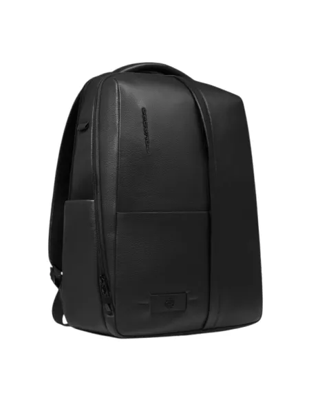Piquadro Russel Travel 15.6" Laptop & iPad Backpack in Leather, black