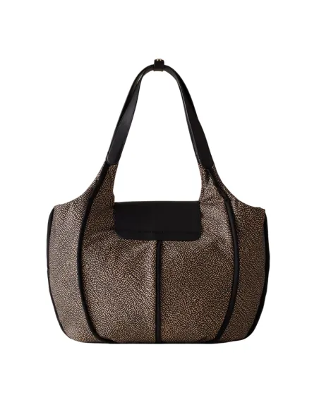 Borbonese Cottage Medium Shopper aus recyceltem Stoff und Leder
