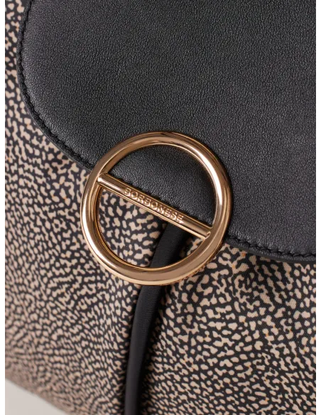 Borbonese Cottage Medium Shopper aus recyceltem Stoff und Leder