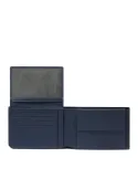 Piquadro Russel Men's Leather Wallet with RFID and Coin Pocket, blue