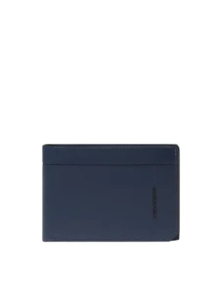 Piquadro Russel Men's Leather Wallet with RFID and Coin Pocket, blue