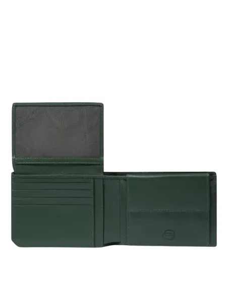 Piquadro Russel Men's Leather Wallet with RFID and Coin Pocket, green