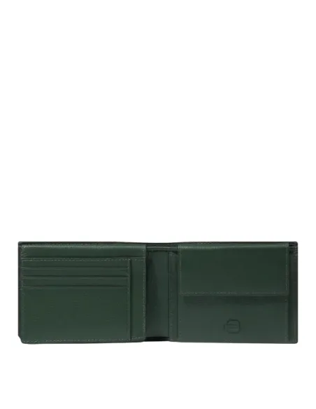 Piquadro Russel Men's Leather Wallet with RFID and Coin Pocket, green