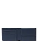 Portafogli uomo in pelle con porta monete Piquadro Russel, blu
