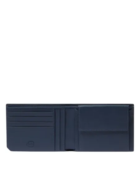 Portafogli uomo in pelle con porta monete Piquadro Russel, blu