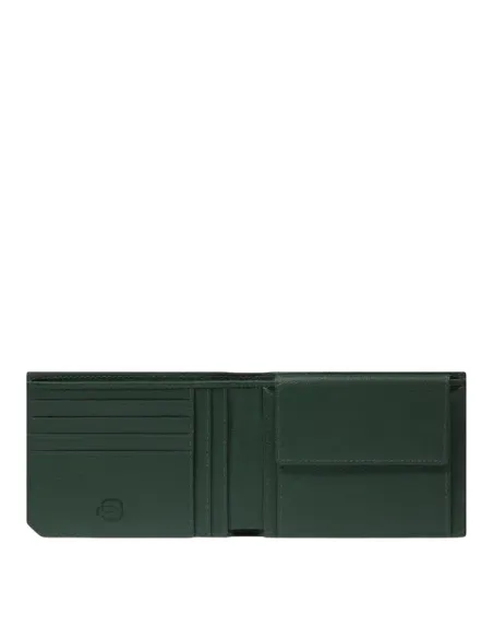Portafogli uomo in pelle con porta monete Piquadro Russel, verde