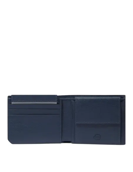Piquadro Russel Compact Men's Wallet in Soft Leather with Removable ID Holder, blue
