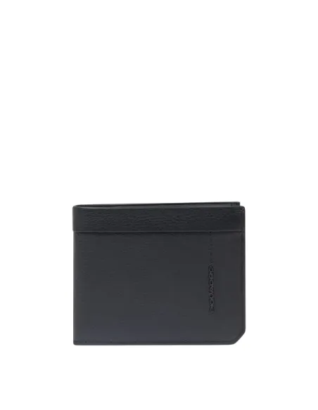 Piquadro Russel Compact Men's Wallet in Leather with Coin Pocket and ID Window, black