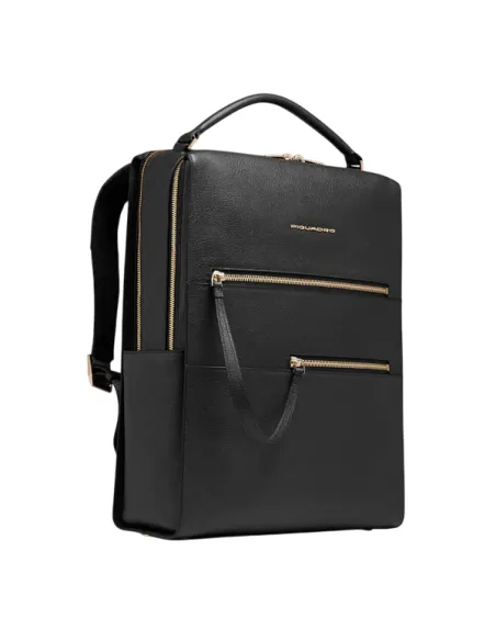 Zaino donna porta pc in pelle con cavo antifurto Piquadro Patricia, nero