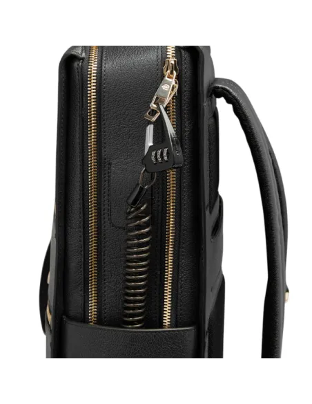 Piquadro Patricia Women's Leather Backpack with 15.6" Laptop Slot, USB and Anti-Theft Lock, black