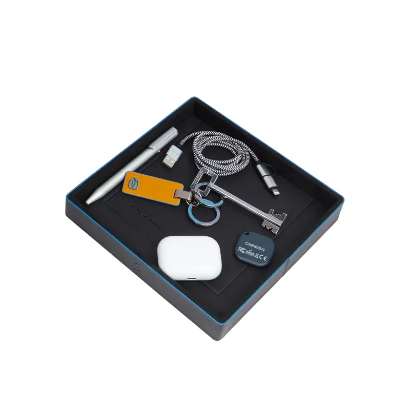 Piquadro Leather Valet Tray, Elegant and Functional Desk...