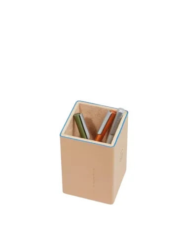 Porta penne in pelle Piquadro, beige