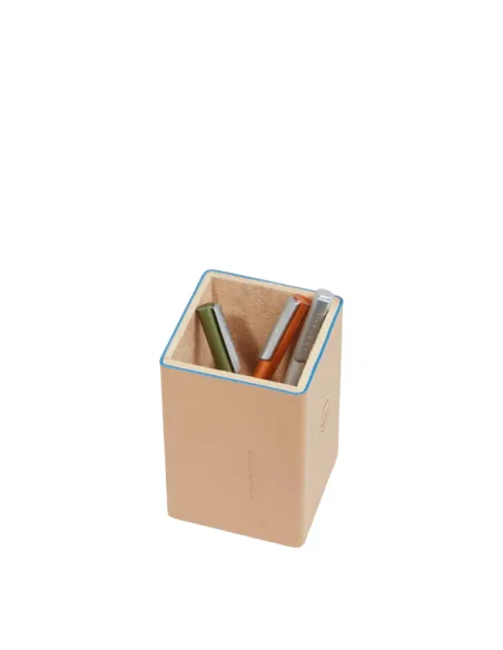 Piquadro Leather Pen Holder, beige