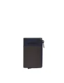 Piquadro Harper Compact Men's Wallet, Metal and Leather RFID Protected, blue-brown