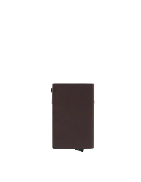 Piquadro Harper Compact Men's Wallet, Metal and Leather RFID Protected, green-brown