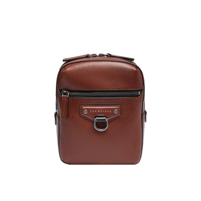 The Bridge Jacopo Men's small leather crossbody bag, brown