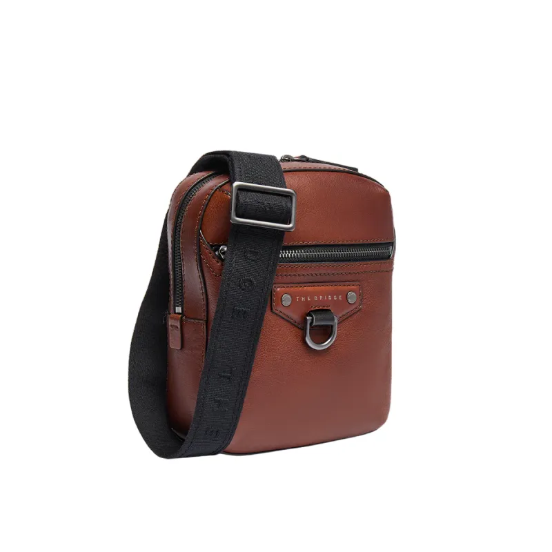 The Bridge Jacopo Men's small leather crossbody bag, brown 2