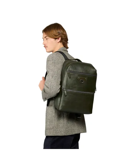 The Bridge Iacopo leather laptop backpack | Handmade in Italy, green