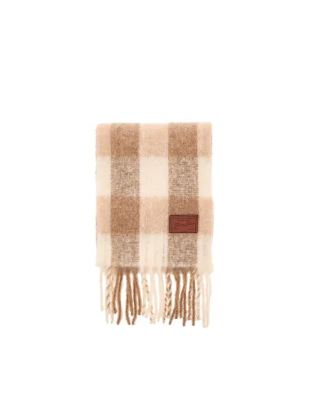 The Bridge wool scarf with fringes, natural-brown check