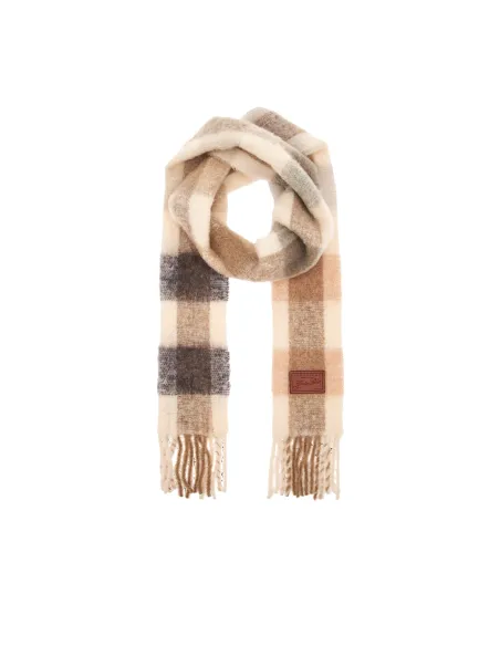 The Bridge wool scarf with fringes, natural-brown check