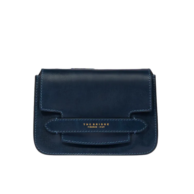 Tracolla in pelle con pattina The Bridge Lucrezia, blu...