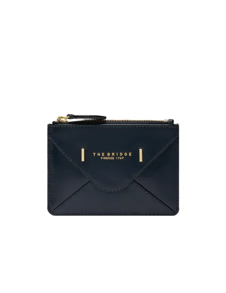 The Bridge Frida slim women's leather card and document holder | Made in Italy, blue