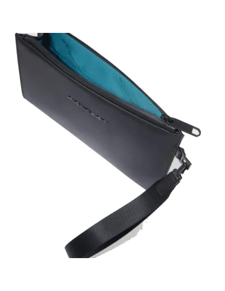 Pochette piccola piatta in tessuto impermeabile Piquadro C2OW, nero