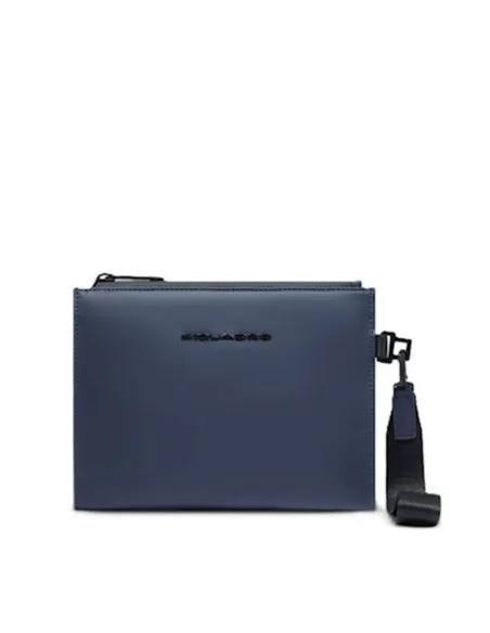 Pochette piccola piatta in tessuto impermeabile Piquadro C2OW, blu