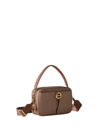 Borbonese Tulip Camera Case Bag in OP Canvas & Leather, mushroom