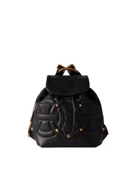 Borbonese Rondò Damenrucksack aus gestepptem leder & Wildleder OP, schwarz