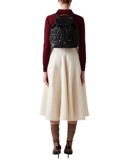 Borbonese Rondò Damenrucksack aus gestepptem leder & Wildleder OP, schwarz