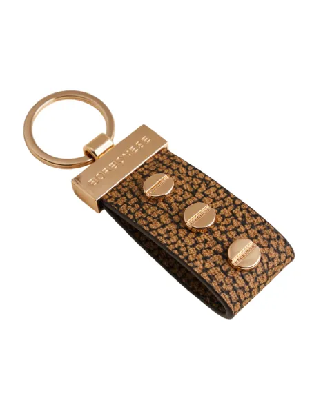 Borbonese Women's Keychain in OP Printed Canvas with Screw Details