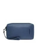 Piquadro Atlas Men's Pouch in Genuine Leather, blue