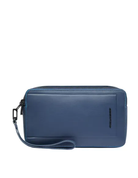 Piquadro Atlas Men's Pouch in Genuine Leather, blue