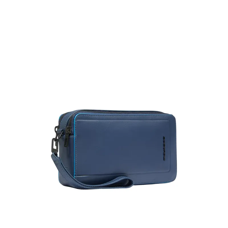 Piquadro Atlas Men's Pouch in Genuine Leather, blue 2