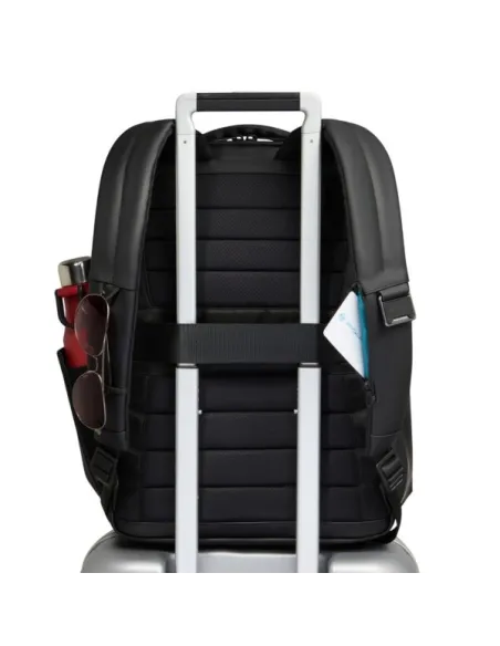 Piquadro Corner Travel Backpack 15.6 Laptop Expandable & Water-Resistant, black