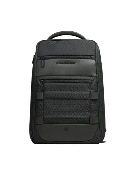 Piquadro Hex Modular Backpack in Recycled Fabric & Leather, green