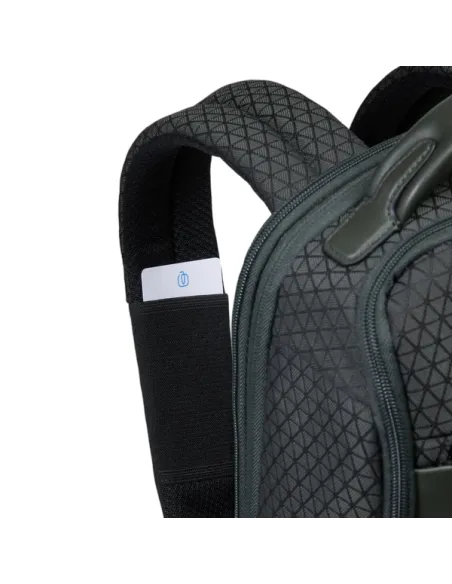 Piquadro Hex Modular Backpack in Recycled Fabric & Leather, green